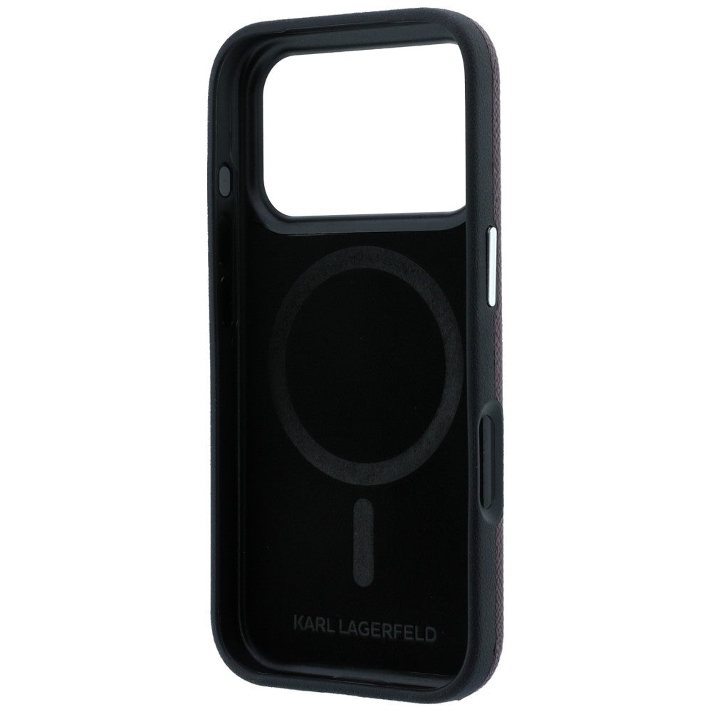 MagSafe Case for Apple iPhone 18 Pro Max / 17 Pro Max, Karl Lagerfeld, Grained KC Heads, Burgundy