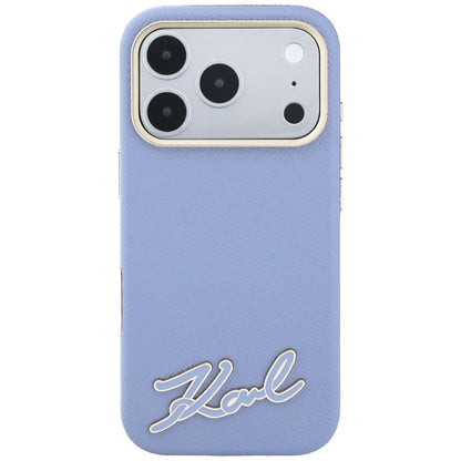 MagSafe Case for Apple iPhone 18 Pro Max / 17 Pro Max, Karl Lagerfeld, Grained Resin Sign Logo, Blue
