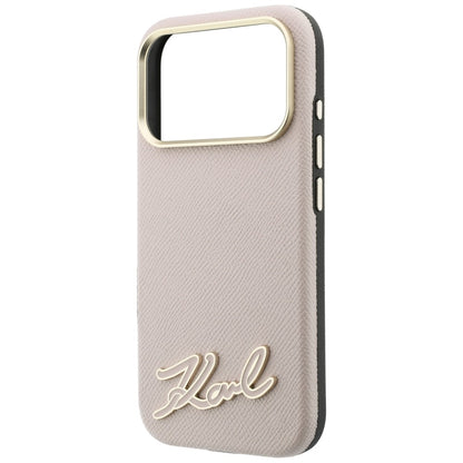 MagSafe Case for Apple iPhone 18 Pro Max / 17 Pro Max, Karl Lagerfeld, Grained Resin Sign Logo, Pink