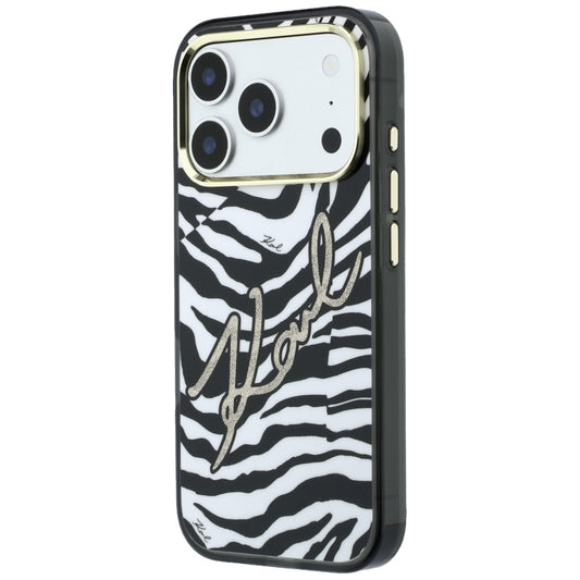 MagSafe tok Apple iPhone 18 Pro Max / 17 Pro Max készülékhez, Karl Lagerfeld, HC IML Signature Zebra Glitter Gold, Fekete