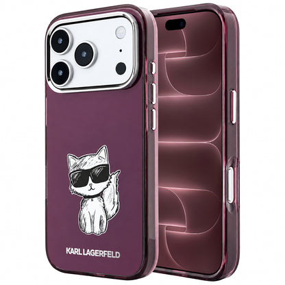 MagSafe tok Apple iPhone 18 Pro Max / 17 Pro Max számára, Karl Lagerfeld, IML Choupette Body Sketch Print, Bordó