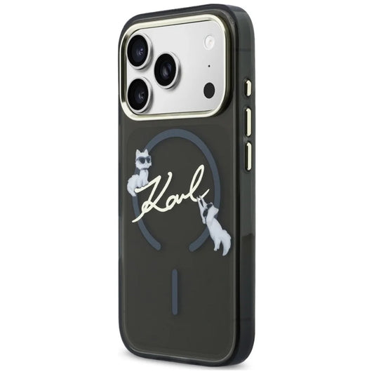 MagSafe tok Apple iPhone 18 Pro Max / 17 Pro Max készülékhez, Karl Lagerfeld, IML Choupette Karl Script Logo, Fekete