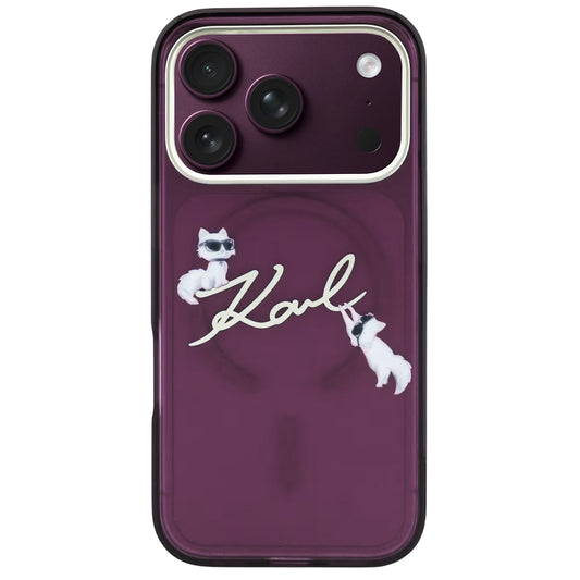 MagSafe tok Apple iPhone 18 Pro Max / 17 Pro Max készülékhez, Karl Lagerfeld, IML Choupette Karl Script Logo, Bordó
