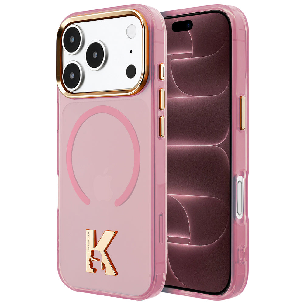 MagSafe tok Apple iPhone 18 Pro Max / 17 Pro Max készülékhez, Karl Lagerfeld, IML Karl Head Logo, rózsaszín