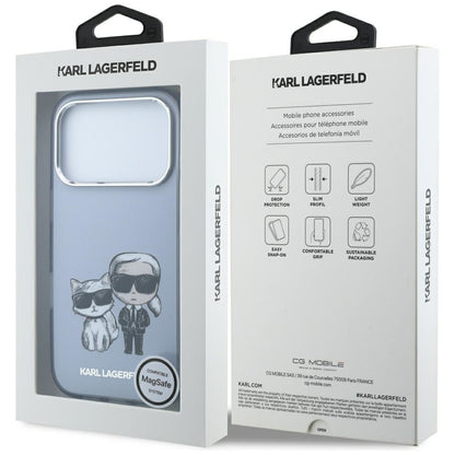 MagSafe Case for Apple iPhone 18 Pro Max / 17 Pro Max, Karl Lagerfeld, IML KC Bodies Sketch Print, Blue