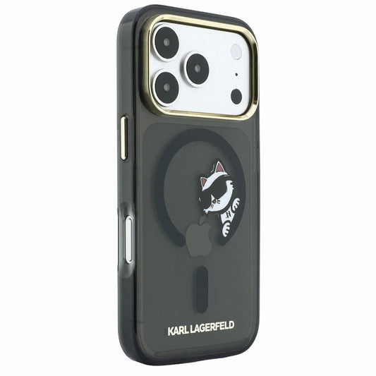 MagSafe tok Apple iPhone 18 Pro Max / 17 Pro Max számára, Karl Lagerfeld, IML Peekaboo nyomat és fém keret, fekete
