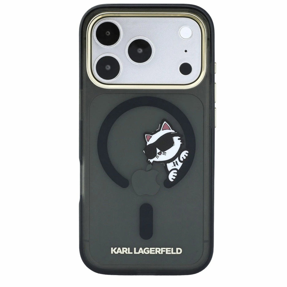 MagSafe tok Apple iPhone 18 Pro Max / 17 Pro Max számára, Karl Lagerfeld, IML Peekaboo nyomat és fém keret, fekete