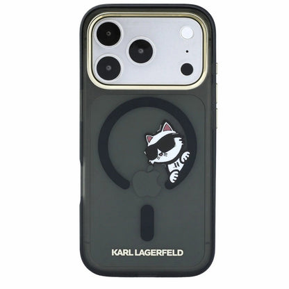 MagSafe tok Apple iPhone 18 Pro Max / 17 Pro Max számára, Karl Lagerfeld, IML Peekaboo nyomat és fém keret, fekete