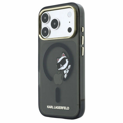 MagSafe tok Apple iPhone 18 Pro Max / 17 Pro Max számára, Karl Lagerfeld, IML Peekaboo nyomat és fém keret, fekete