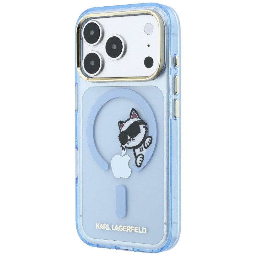 MagSafe tok Apple iPhone 18 Pro Max / 17 Pro Max készülékhez, Karl Lagerfeld, IML Peekaboo Print and Metal Frame, kék
