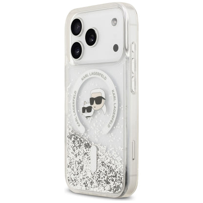 MagSafe tok Apple iPhone 18 Pro Max / 17 Pro Max számára, Karl Lagerfeld, Liquid Glitter Karl & Choupette fej, Átlátszó