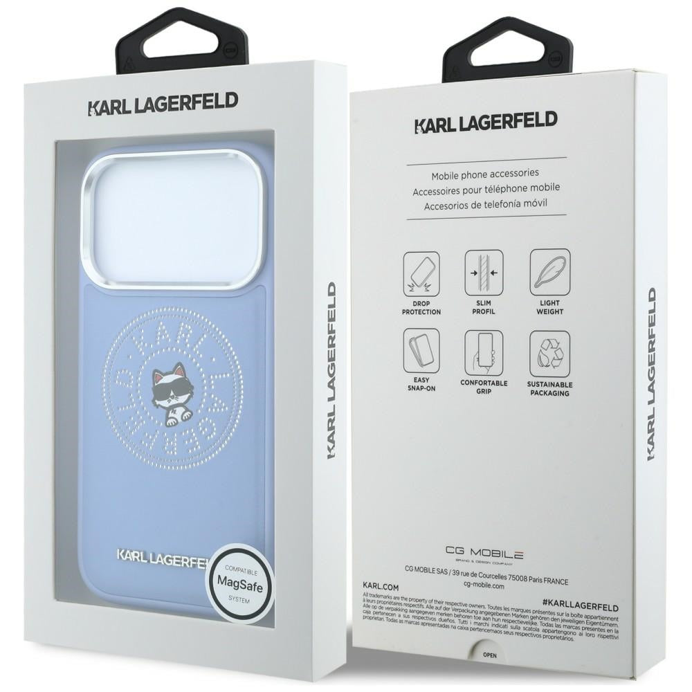 MagSafe Case for Apple iPhone 18 Pro Max / 17 Pro Max, Karl Lagerfeld, Point and Choupette Sketch, Blue