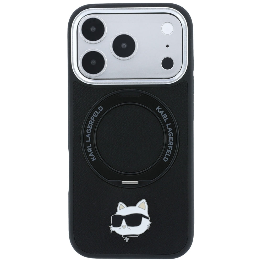 MagSafe tok Apple iPhone 18 Pro Max / 17 Pro Max készülékhez, Karl Lagerfeld, Ring Stand 360 Choupette Pin, fekete