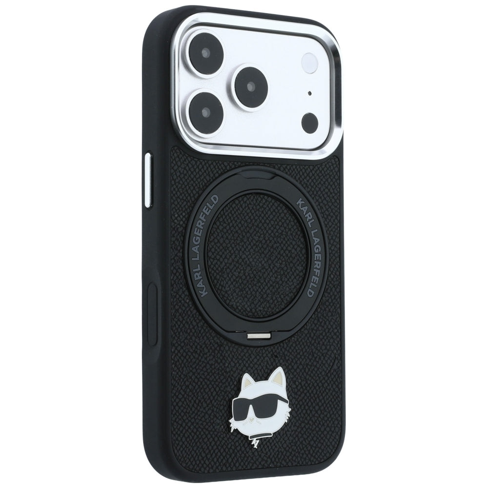 MagSafe tok Apple iPhone 18 Pro Max / 17 Pro Max készülékhez, Karl Lagerfeld, Ring Stand 360 Choupette Pin, fekete