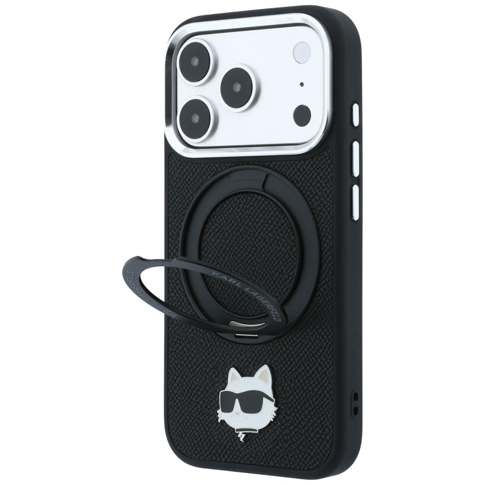 MagSafe tok Apple iPhone 18 Pro Max / 17 Pro Max készülékhez, Karl Lagerfeld, Ring Stand 360 Choupette Pin, fekete