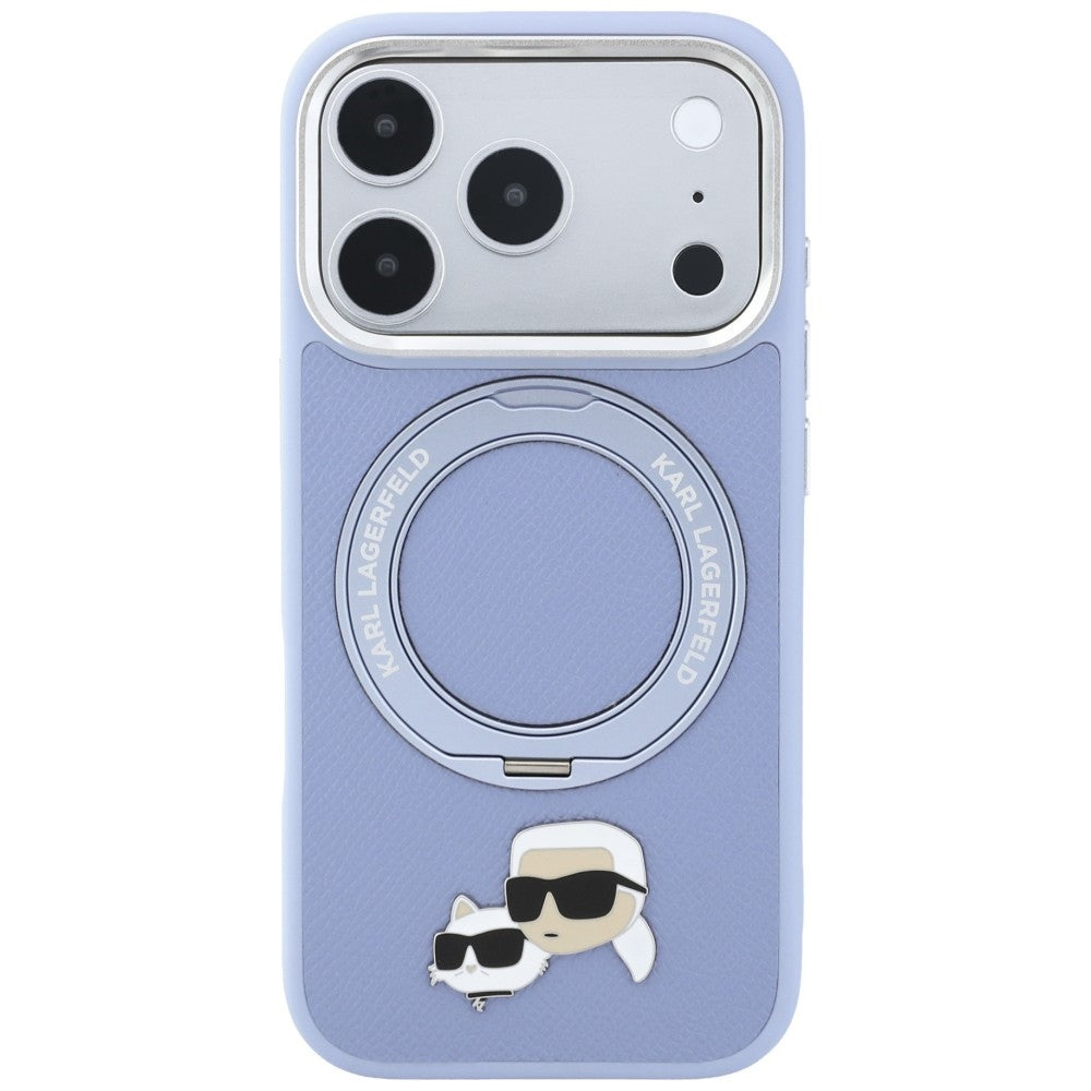MagSafe tok Apple iPhone 18 Pro Max / 17 Pro Max készülékhez, Karl Lagerfeld, Ring Stand 360 Karl & Choupette kitűző, Kék