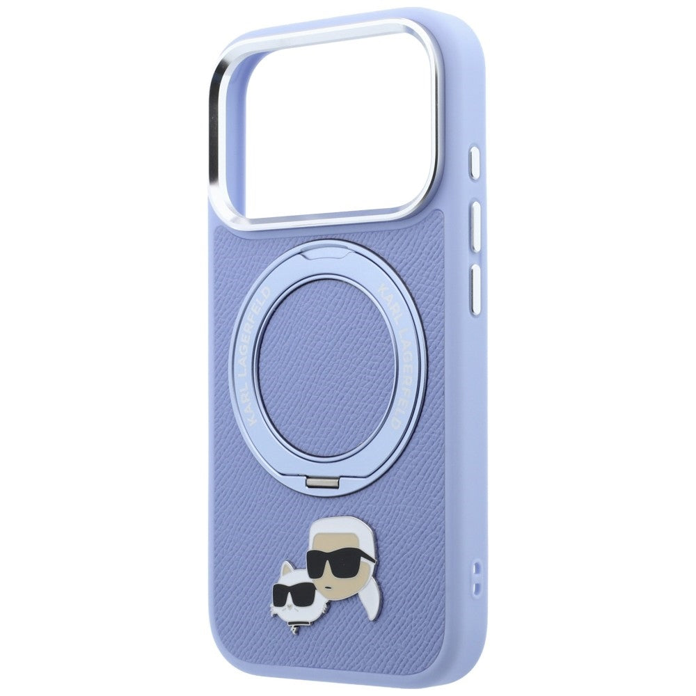 MagSafe tok Apple iPhone 18 Pro Max / 17 Pro Max készülékhez, Karl Lagerfeld, Ring Stand 360 Karl & Choupette kitűző, Kék