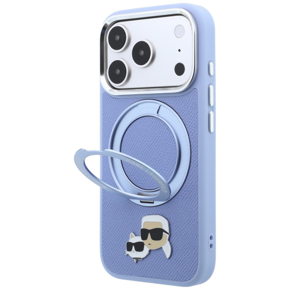MagSafe tok Apple iPhone 18 Pro Max / 17 Pro Max készülékhez, Karl Lagerfeld, Ring Stand 360 Karl & Choupette kitűző, Kék