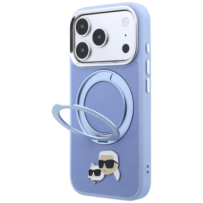 MagSafe tok Apple iPhone 18 Pro Max / 17 Pro Max készülékhez, Karl Lagerfeld, Ring Stand 360 Karl & Choupette kitűző, Kék