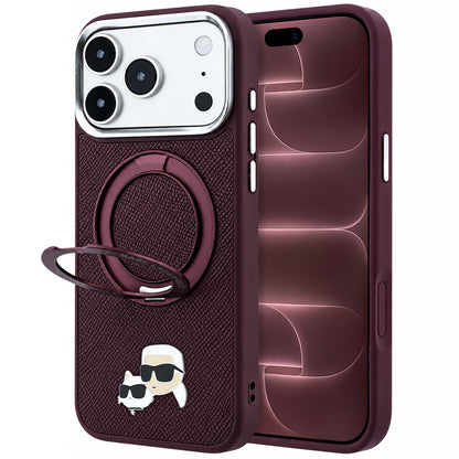 MagSafe tok Apple iPhone 18 Pro Max / 17 Pro Max készülékhez, Karl Lagerfeld, Ring Stand 360 Karl & Choupette Pin, bordó