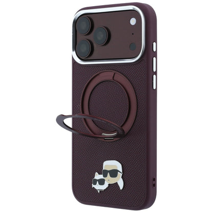 MagSafe tok Apple iPhone 18 Pro Max / 17 Pro Max készülékhez, Karl Lagerfeld, Ring Stand 360 Karl & Choupette Pin, bordó