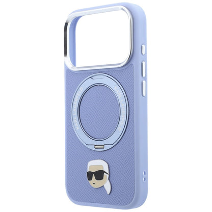 MagSafe Case for Apple iPhone 18 Pro Max / 17 Pro Max, Karl Lagerfeld, Ring Stand 360 Karl Pin, Blue