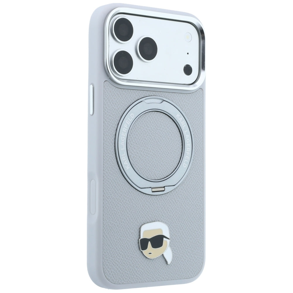 MagSafe tok Apple iPhone 18 Pro Max / 17 Pro Max készülékhez, Karl Lagerfeld, Ring Stand 360 Karl Pin, szürke