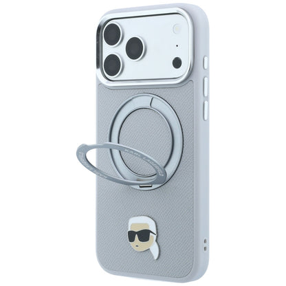 MagSafe tok Apple iPhone 18 Pro Max / 17 Pro Max készülékhez, Karl Lagerfeld, Ring Stand 360 Karl Pin, szürke