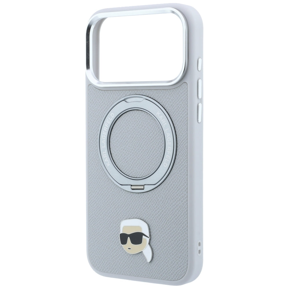 MagSafe tok Apple iPhone 18 Pro Max / 17 Pro Max készülékhez, Karl Lagerfeld, Ring Stand 360 Karl Pin, szürke