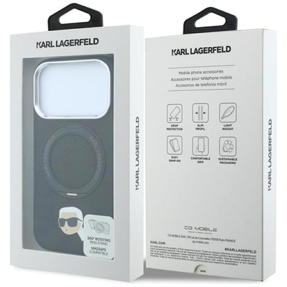 MagSafe tok Apple iPhone 18 Pro Max / 17 Pro Max készülékhez, Karl Lagerfeld, Ring Stand 360 Karl Pin, fekete