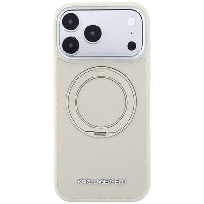 MagSafe tok Apple iPhone 18 Pro Max / 17 Pro Max készülékhez, Karl Lagerfeld, Ring Stand 360 Saffiano, bézs