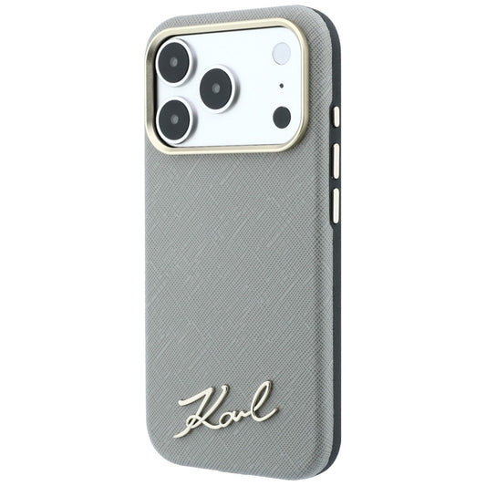 MagSafe tok Apple iPhone 18 Pro Max / 17 Pro Max készülékhez, Karl Lagerfeld, Saffiano Small Script fém logóval, bézs