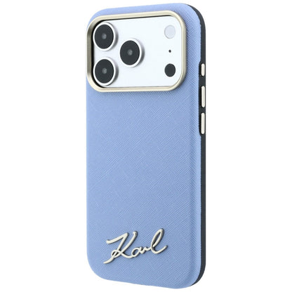 MagSafe tok Apple iPhone 18 Pro Max / 17 Pro Max készülékhez, Karl Lagerfeld, Saffiano Small Script fém logóval, kék