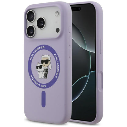 MagSafe tok Apple iPhone 18 Pro Max / 17 Pro Max készülékhez, Karl Lagerfeld, Silicone Ring Karl & Choupette, lila