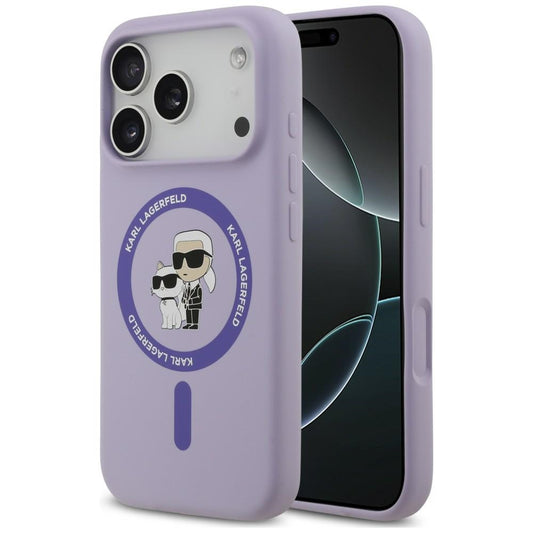 MagSafe tok Apple iPhone 18 Pro Max / 17 Pro Max készülékhez, Karl Lagerfeld, Silicone Ring Karl & Choupette, lila