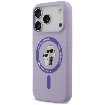 MagSafe tok Apple iPhone 18 Pro Max / 17 Pro Max készülékhez, Karl Lagerfeld, Silicone Ring Karl & Choupette, lila