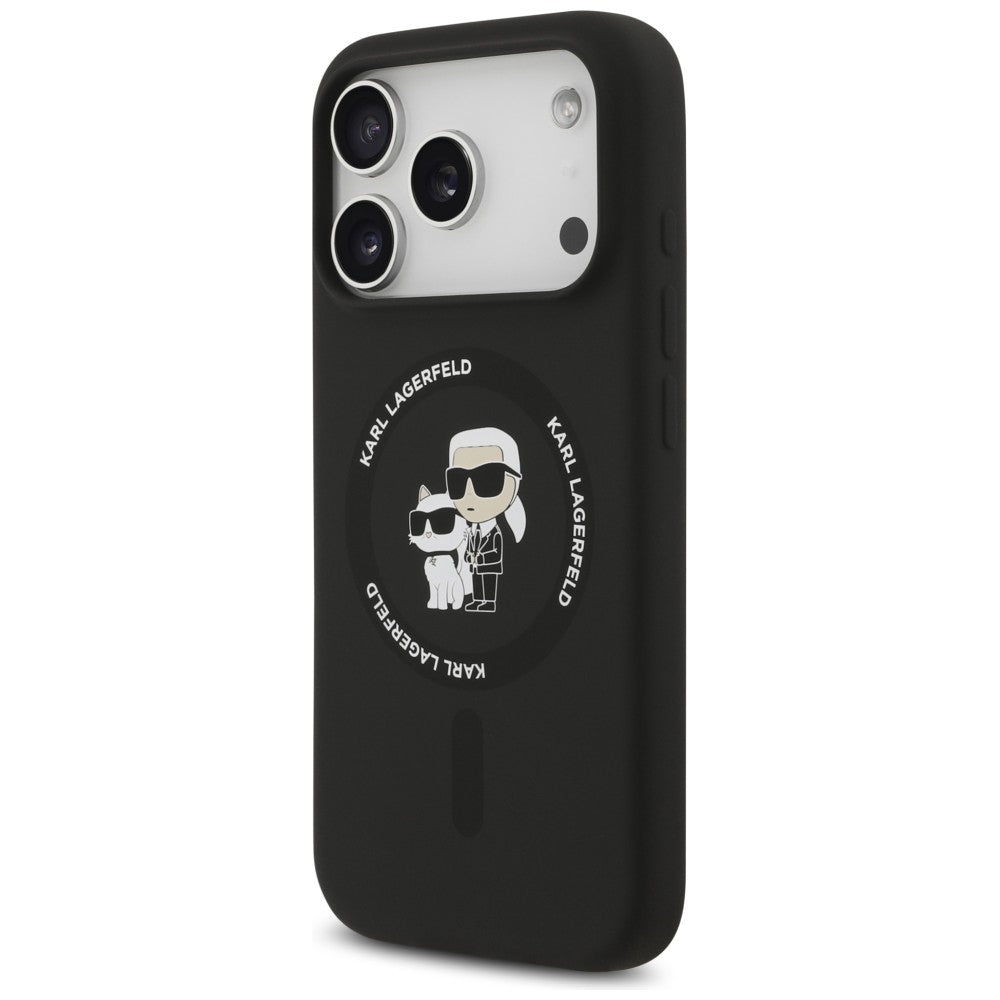 MagSafe Case for Apple iPhone 18 Pro Max / 17 Pro Max, Karl Lagerfeld, Silicone Ring Karl & Choupette, Black