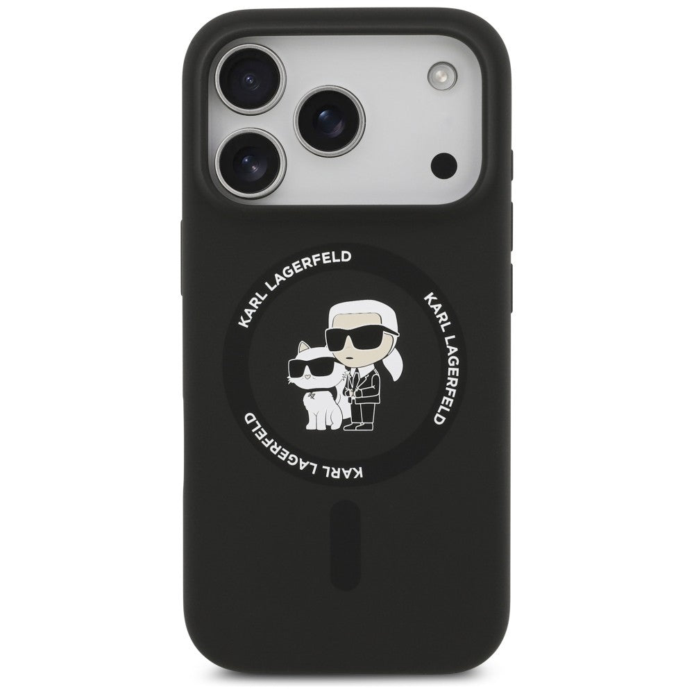 MagSafe Case for Apple iPhone 18 Pro Max / 17 Pro Max, Karl Lagerfeld, Silicone Ring Karl & Choupette, Black