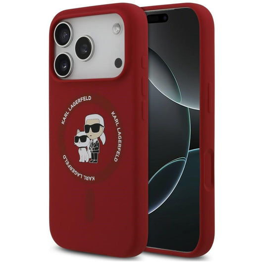 MagSafe tok Apple iPhone 18 Pro Max / 17 Pro Max készülékhez, Karl Lagerfeld, Silicone Ring Karl & Choupette, rózsaszín