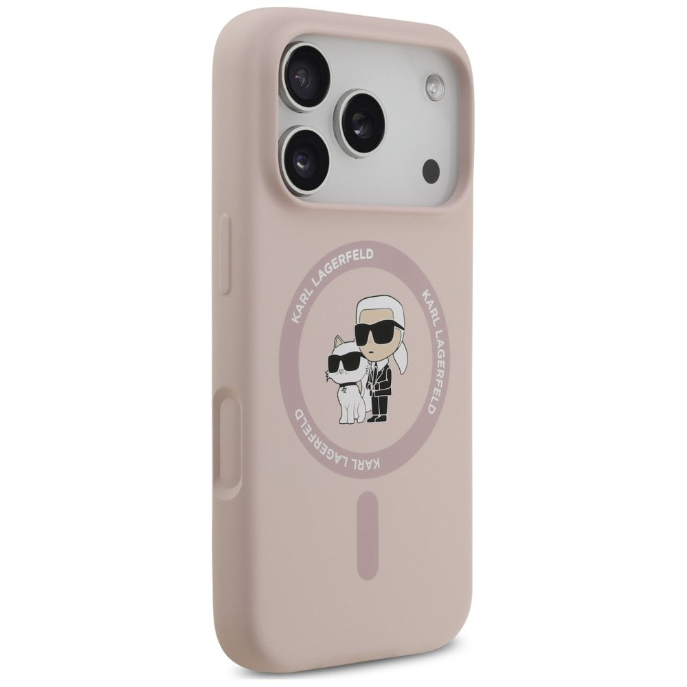 MagSafe Case for Apple iPhone 18 Pro Max / 17 Pro Max, Karl Lagerfeld, Silicone Ring Karl & Choupette, Pink