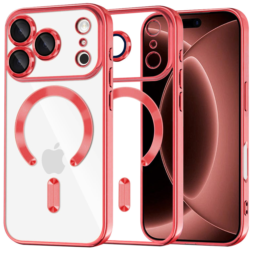 MagSafe Case for Apple iPhone 18 Pro Max / 17 Pro Max, Techsuit, Luxury Crystal, Red