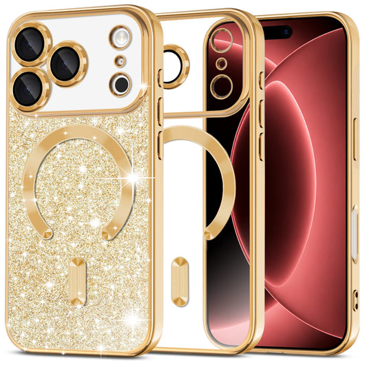MagSafe tok Apple iPhone 18 Pro Max / 17 Pro Max készülékhez, Techsuit, Luxury Glitter, Arany