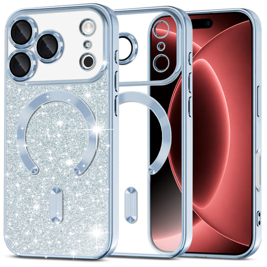 MagSafe tok Apple iPhone 18 Pro Max / 17 Pro Max számára, Techsuit, Luxury Glitter, Kék