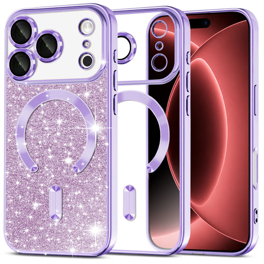 MagSafe tok Apple iPhone 18 Pro Max / 17 Pro Max készülékhez, Techsuit, Luxury Glitter, Világos lila