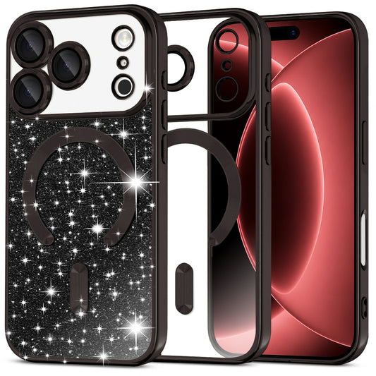 MagSafe tok Apple iPhone 18 Pro Max / 17 Pro Max készülékhez, Techsuit, Luxury Glitter, Fekete