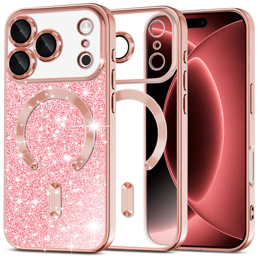 MagSafe tok Apple iPhone 18 Pro Max / 17 Pro Max készülékhez, Techsuit, Luxus Csillogás, Rózsaarany