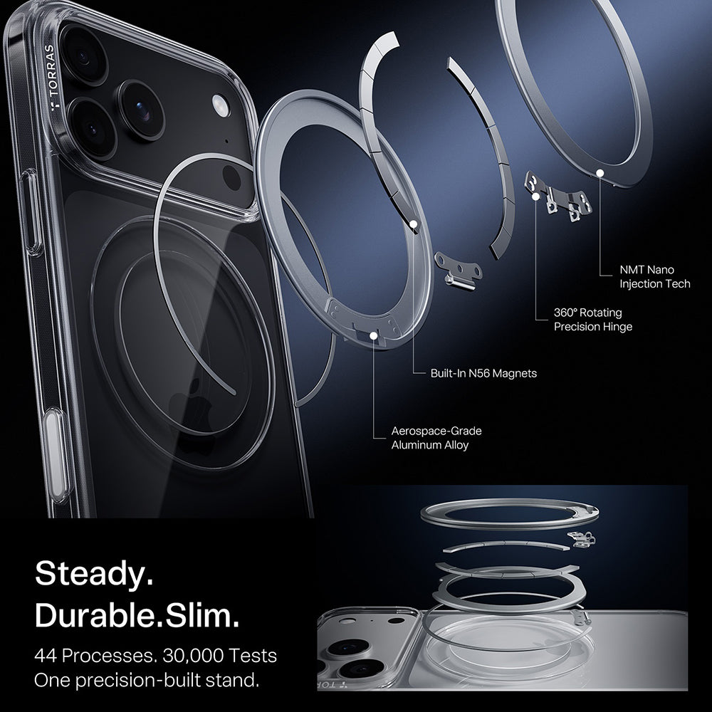 MagSafe tok Apple iPhone 18 Pro Max / 17 Pro Max készülékhez, Torras, Ostand O1 Guardian, Átlátszó