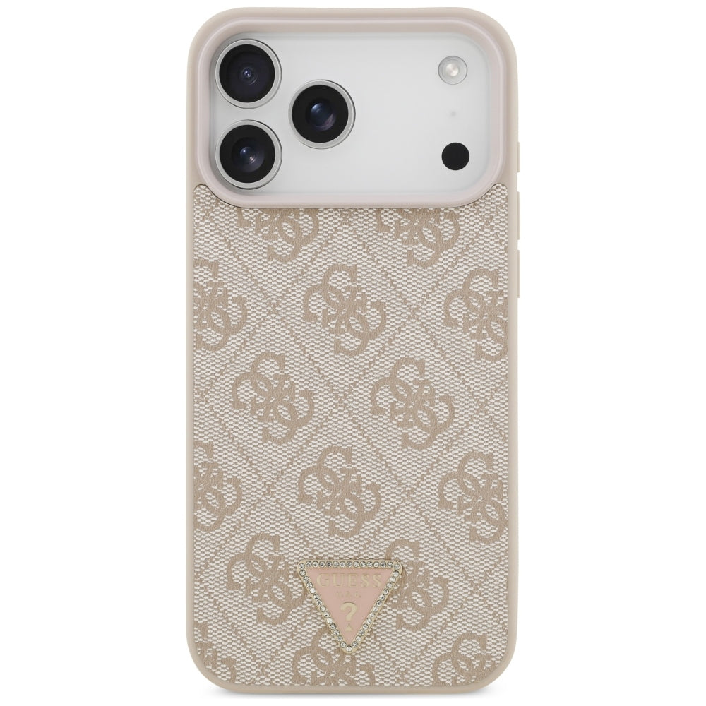 MagSafe tok Apple iPhone 18 Pro Max-hoz, Guess, 4G Triangle Strass, Rózsaszín