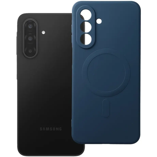 MagSafe tok Samsung Galaxy A18 / A17 4G / A17 5G-hez, OEM, Szilikon Mag, Tengerészkék