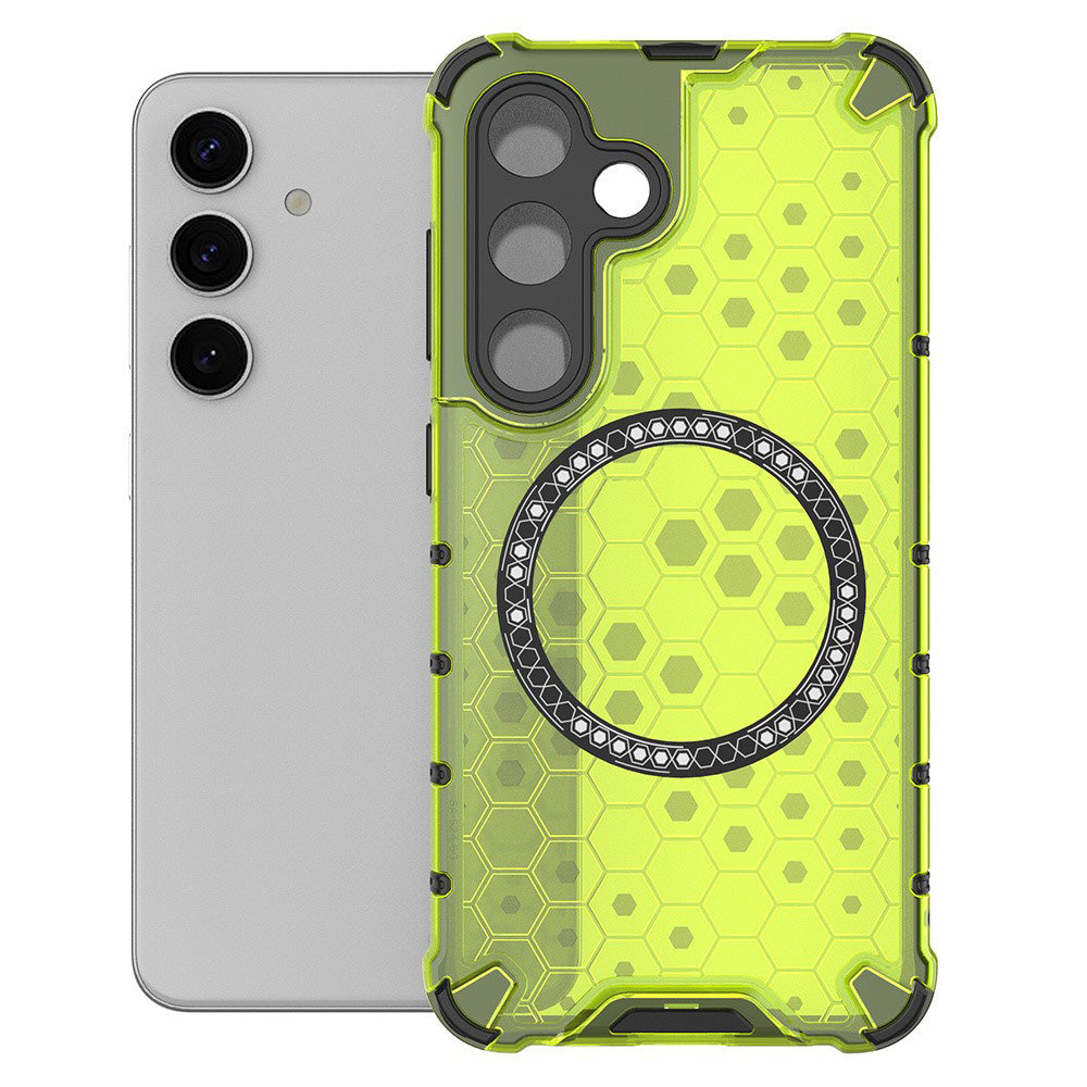 MagSafe tok Samsung Galaxy S25 S931-hez, Techsuit, HoneyComb Shield, Zöld